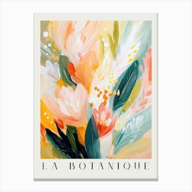 soft pastel botanicals print - modern floral series minimalist art in abstract realism for aesthetic interiors - contemporary wall art perfect for calm bedrooms, elegant offices, or nature inspired feminine decor 7 Canvas Print