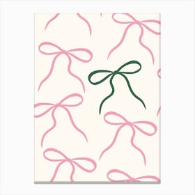 Pink and green Bows pretty Canvas Print