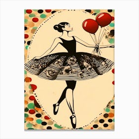 Glamour Ballerina With Red Balloons Canvas Print