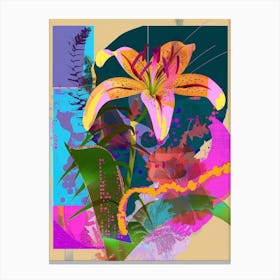 Lily 3 Neon Flower Collage Canvas Print