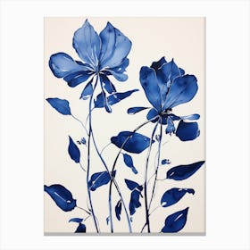 Blue Botanical Gloriosa Lily 2 Canvas Print