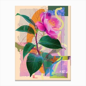 Camellia 1 Neon Flower Collage Canvas Print