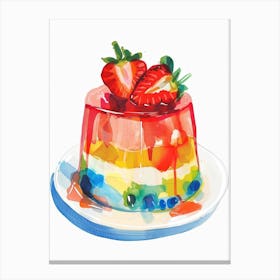Strawberry On Top Of Jelly Watercolour Canvas Print
