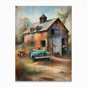 A wall artwork dating back to the year 1960, with all the details and colours. The farm is from an old oil painting, with faded oil colours.2 Canvas Print