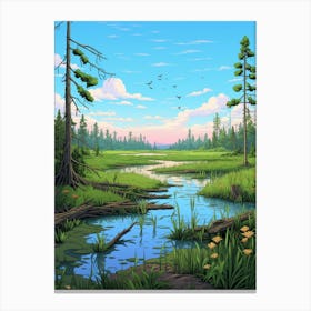 Wetlands Landscape Pixel Art 1 Canvas Print
