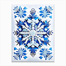 Winter Snowflake Pattern, Snowflakes, Blue & White Illustration 2 Canvas Print