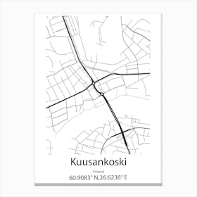 Kuusankoski,Finland Minimalist Map Canvas Print