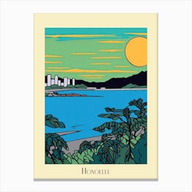 Poster Of Minimal Design Style Of Honolulu Hawaii, Usa 2 Canvas Print