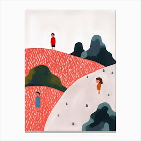 Mountains, Tiny People And Illustration 5 Canvas Print