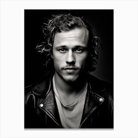 Black And White Photograph Of Heath Ledger Canvas Print