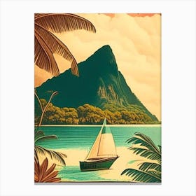 Huahine French Polynesia Vintage Sketch Tropical Destination Canvas Print
