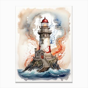 Watercolor vintage Lighthouse Canvas Print