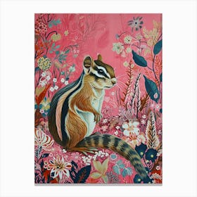 Floral Animal Painting Chipmunk 2 Canvas Print