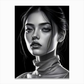 Young Beauty - Black And White Portrait Canvas Print