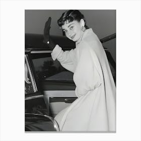 Actress Audrey Hepburn Arrives At Idlewild Airport In New York City Canvas Print