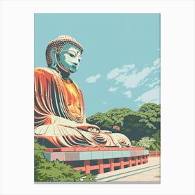 Great Buddha Of Kamakura 1 Colourful Illustration Canvas Print