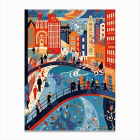 Millennium Bridge, London, England, Colourful 2 Canvas Print