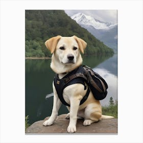 Labrador Dog With Backpack Canvas Print