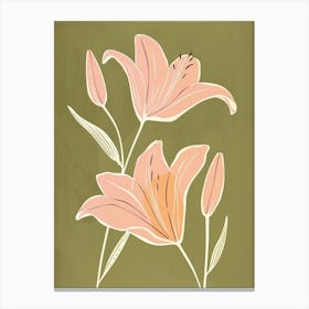 Pink & Green Lily 1 Canvas Print
