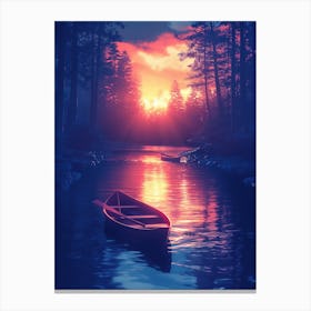 Sunset In The Forest Canvas Print