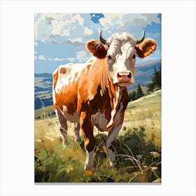 Bucolic Brushstrokes Watercolor Cow Canvas Print