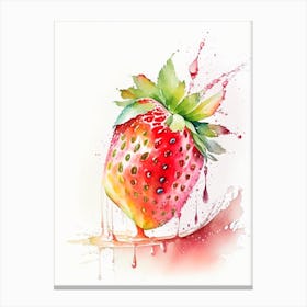 A Single Strawberry, Fruit, Storybook Watercolours 3 Canvas Print