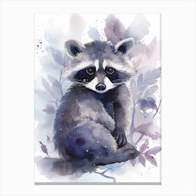 A Nocturnal Raccoon Watercolour Illustration Storybook 4 Canvas Print