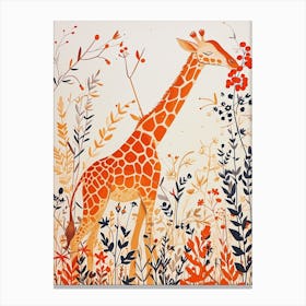Giraffe In The Branches Watercolour Inspired 1 Canvas Print