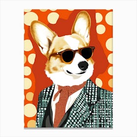 Super Cool Corgi Illustration Pop 3 Canvas Print