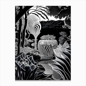 Chihuly Garden And Glass, Usa Linocut Black And White Vintage Canvas Print