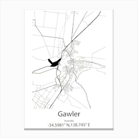 Gawler,Australia Minimalist Map Canvas Print