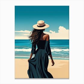 Illustration of an African American woman at the beach 91 Canvas Print