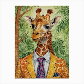 Giraffe In Suit 8 Canvas Print