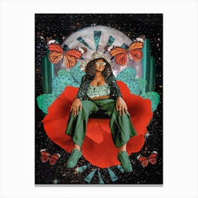 Cactus Moon Glitter Woman Collage Canvas Print