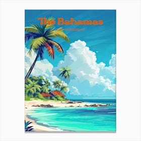 The Bahamas Caribbean Island Digital Travel Illustration Toile