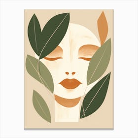 Woman'S Face With Leaves 2 Canvas Print