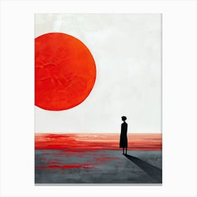 Woman Looking At The Sun, Minimalism Canvas Print