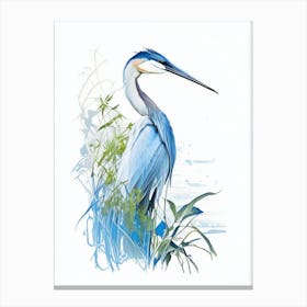 Blue Heron In Garden Impressionistic 5 Canvas Print