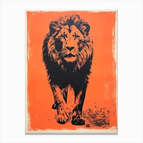 Lion, Woodblock Animal  Drawing 3 Canvas Print