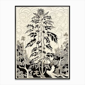 B&W Plant Illustration Croton Norma Canvas Print