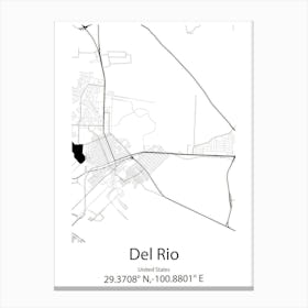 Del Rio,United States Minimalist Map Canvas Print