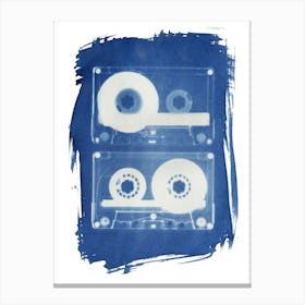 Retro Mixtape Cassette Tape Cyanotype  Canvas Print