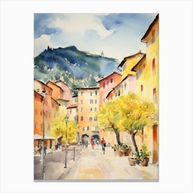 Trento, Italy Watercolour Streets 1 Canvas Print