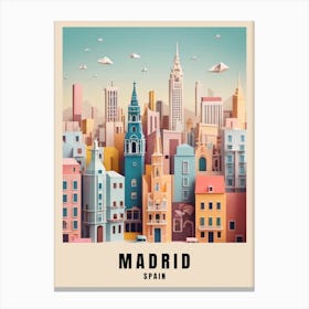 Madrid City Travel Poster Spain Low Poly (22) Canvas Print