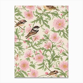 Sparrow William Morris Style Bird Canvas Print