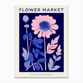 Blue Flower Market Poster Chrysanthemum 3 Canvas Print