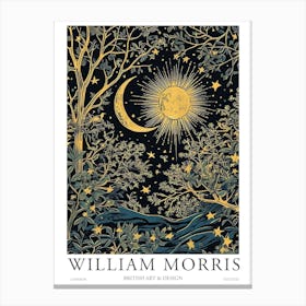 William Morris Art Moon Sun Eclipse Night Morris Exhibition Print Botanical Poster Vintage Canvas Print