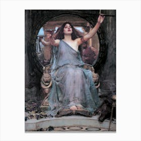 Circe Offering the Cup to Ulysses by John William Waterhouse - Remastered Fine Art HD Print for Mythological Pagan Witch Feature Gallery Wall Powerful Canvas Print