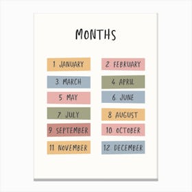 Months For Kids Canvas Print
