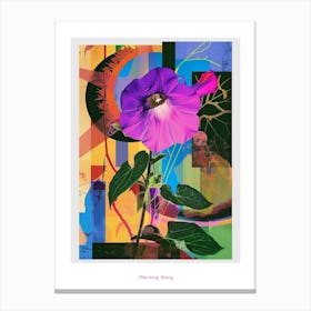 Morning Glory 6 Neon Flower Collage Poster Canvas Print